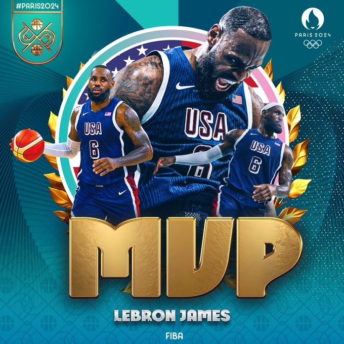 FIBA官方：詹姆斯榮膺本屆奧運(yùn)會(huì)男籃MVP