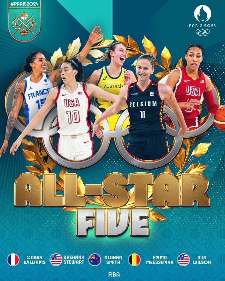 FIBA評奧運女籃最佳陣：威爾遜/斯圖爾特/威廉姆斯/史密斯/梅斯曼